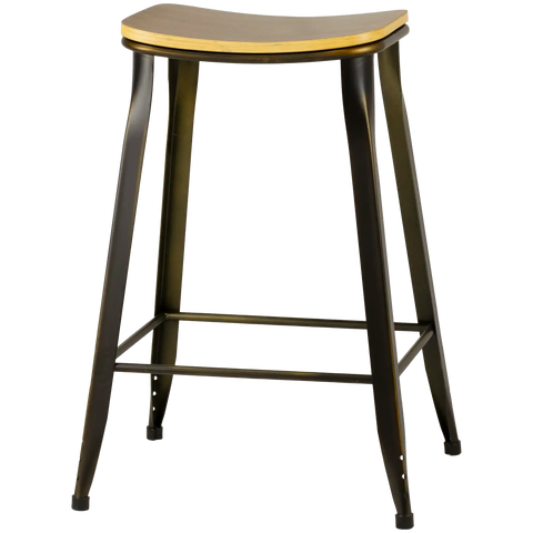 Coleman Counter Stool In Distressed Copper With Walnut Veneer Seat