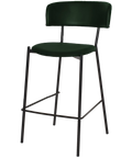 Como Bar Stool With Custom Upholstery And Black 4 Leg Frame, Viewed From Front Angle