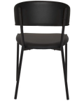 Como Dining Chair With Black Metal Frame And Black Vinyl Seat And Back, Viewed From Back