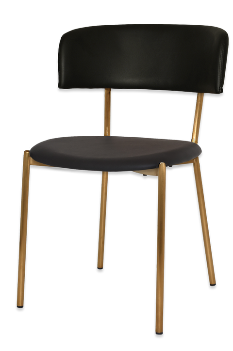 Como Side Chair Bras Frame Black Vinyl Back Black Vinyl Seat Viewed From Front Angle