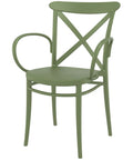 Cross Armchair By Siesta In Olive Green, Viewed From Angle In Front