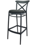 Cross Back Barstool In Anthracite With Anthracite Seat Pad, Viewed From Angle