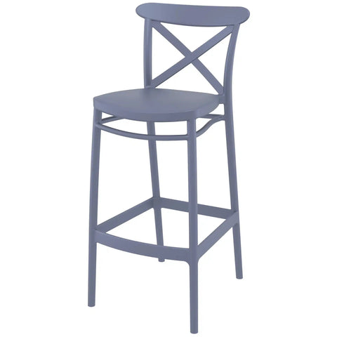Cross Bar Stool By Siesta In Anthracite, Viewed From Angle In Front