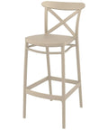 Cross Bar Stool By Siesta In Taupe, Viewed From Angle In Front