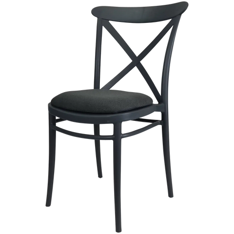 Cross Chair By Siesta In Anthracite With 5 Seat Pad, Viewed From Angle