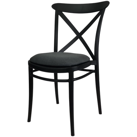 Cross Chair By Siesta In Black With 5 Seat Pad, Viewed From Angle