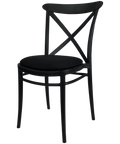 Cross Chair By Siesta In Black With Black Seat Pad, Viewed From Angle