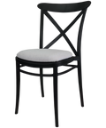 Cross Chair By Siesta In Black With Light Grey Seat Pad, Viewed From Angle