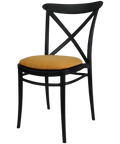Cross Chair By Siesta In Black With Orange Seat Pad, Viewed From Angle