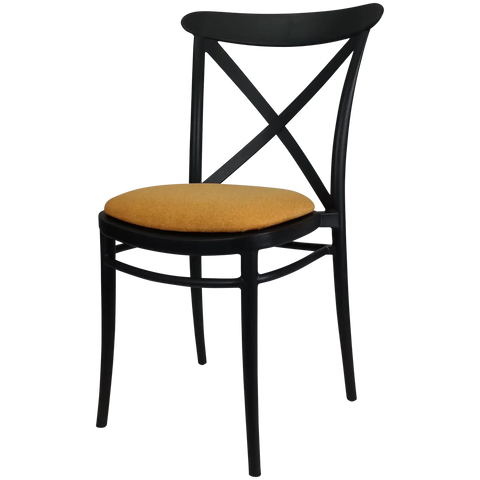 Cross Chair By Siesta In Black With Orange Seat Pad, Viewed From Angle