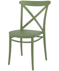 Cross Chair By Siesta In Olive Green, Viewed From Angle In Front