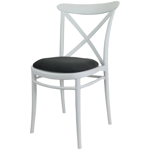 Cross Chair By Siesta In White With 5 Seat Pad, Viewed From Angle