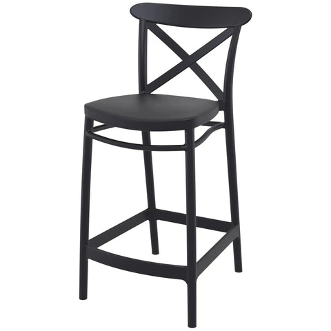 Cross Counter Stool By Siesta In Black, Viewed From Angle In Front