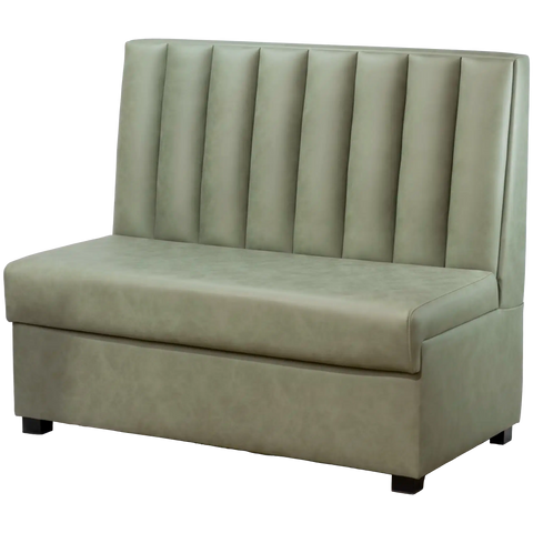 Custom Banquette Seating With Fluted Back Upholstered In Pelle Sage, Viewed On Angle