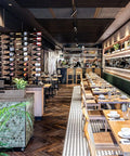 Tasmanian Oak Timber Table Tops And Sienna Chairs With Custom Banquet Seating At Lotus Dumpling Bar