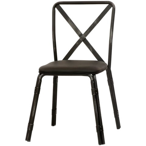 Denver Antique Chair In Black With Seat Pad, Viewed From Front