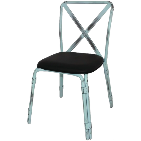 Denver Antique Chair In Sky Blue With Seat Pad, Viewed From Front Angle
