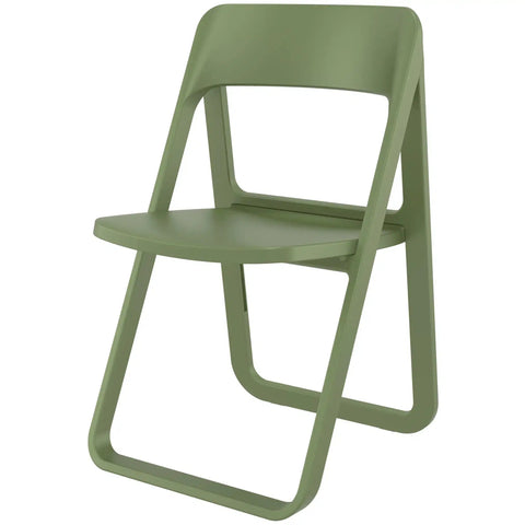 Dream Folding Chair By Siesta In Olive Green, Viewed From Angle In Front