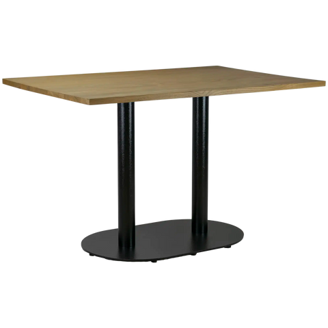 Elm Natural 1200Dia Table Top On Carlton Cast Iron Table Base Twin Dining