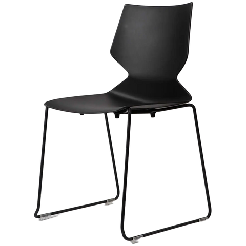 Fly Chair By Claudio Bellini With Black Shell On Black Sled Frame, Viewed From Angle In Front