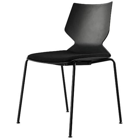 Fly Chair By Claudio Bellini With Black Shell With Black Seat Pad On Black 4 Leg Frame, Viewed From Angle In Front