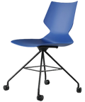 Fly Chair By Claudio Bellini With Blue Shell On Black Swivel Frame, Viewed From Angle In Front