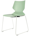 Fly Chair By Claudio Bellini With Light Green Shell On White Sled Frame, Viewed From Angle In Front