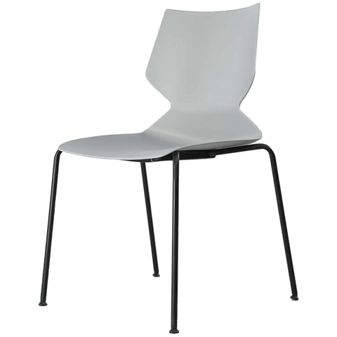 Fly Chair By Claudio Bellini With Light Grey Shell On Black 4 Leg Frame, Viewed From Angle In Front