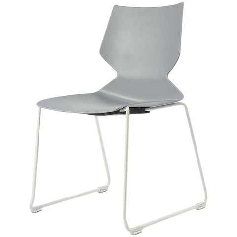 Fly Chair By Claudio Bellini With Light Grey Shell On White Sled Frame, Viewed From Angle In Front