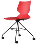 Fly Chair By Claudio Bellini With Red Shell On Black Swivel Frame, Viewed From Angle In Front
