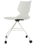 Fly Chair By Claudio Bellini With White Shell On White Swivel Frame, Viewed From Angle In Front