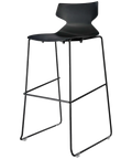 Fly Stool By Claudio Bellini With Black Shell On Black Sled Frame, Viewed From Angle In Front