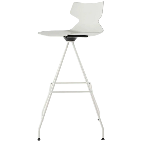 Fly Stool By Claudio Bellini With White Shell On White Swivel Frame, Viewed From Angle In Front