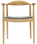 Hansel Armchair In Natural With Black Vinyl Seat Pad, Viewed From Front