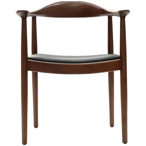 Hansel Armchair In Walnut With Black Vinyl Seat Pad, Viewed From Front