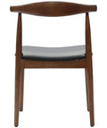 Hansel Elbow Chair In Walnut With Black Vinyl Seat Pad, Viewed From Back