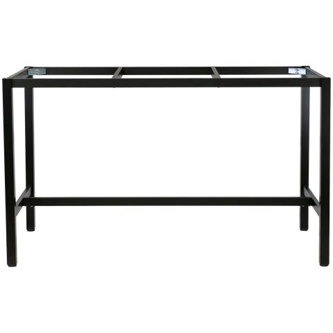 Henley Bar Table Frame In Satin Black To Suit 1800x800 Top, Viewed From Side
