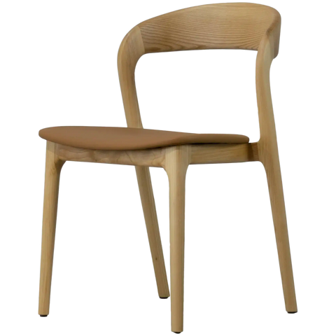 Idalia Chair Natural Frame Tan Vinyl Seat, Viewed From Front On Angle