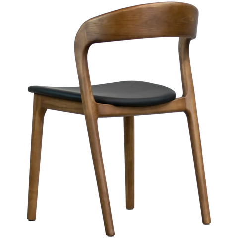 Idalia Chair Walnut Frame Black Vinyl Seat, Viewed From Back
