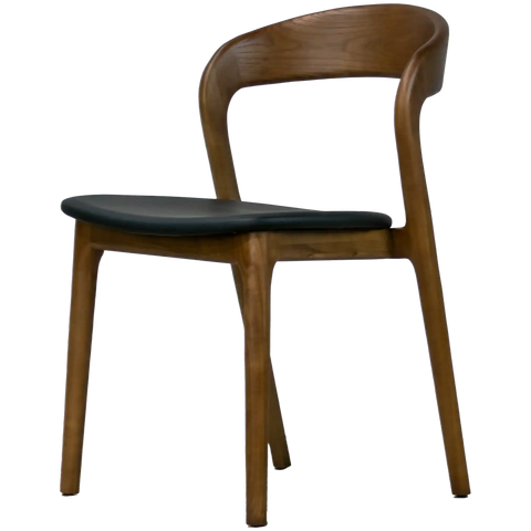 Idalia Chair Walnut Frame Black Vinyl Seat, Viewed From Front On Angle