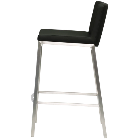 James Counter Stool With Black Vinyl Shell, Viewed From Side