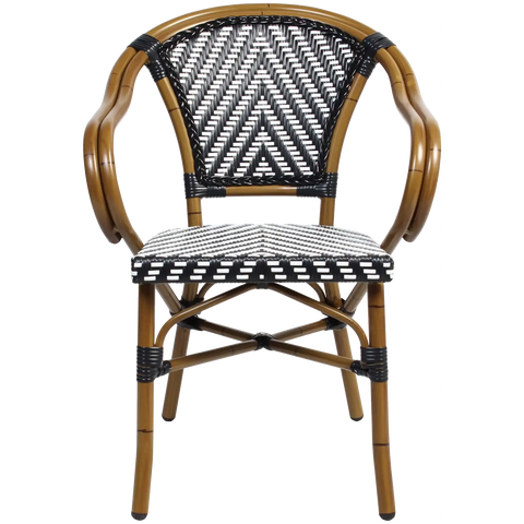 Jasmine Armchair With Chevron Patter In Black, Viewed From Front