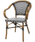 Jasmine Armchair With Chevron Patter In Black, Viewed From Side