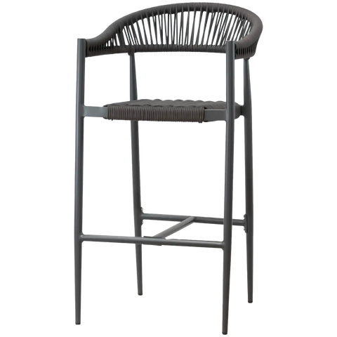 Jodie Armchair Barstool With Charcoal Rope And Charcoal Frame, Viewed From Angle In Front