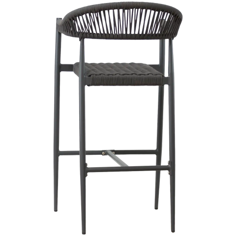 Jodie Armchair Barstool With Charcoal Rope And Charcoal Frame, Viewed From Back