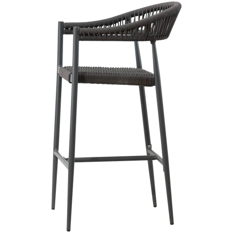 Jodie Armchair Barstool With Charcoal Rope And Charcoal Frame, Viewed From Side