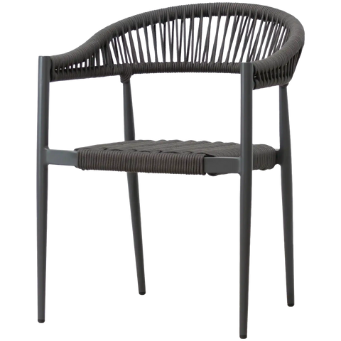 Jodie Armchair Charcoal Rope Charcoal Frame, Viewed From Angle In Front
