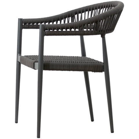 Jodie Armchair With Charcoal Rope And Powder Coated Frame, Viewed Side