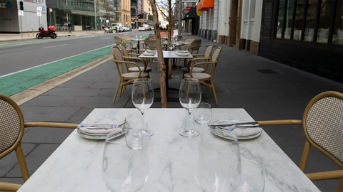 Josephine Armchairs Around Compact Laminate Tables Outside Georges On Waymouth