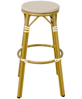 Josephine Barstool No Back Oak Look Frame Champagne Texteline,, Viewed From Front